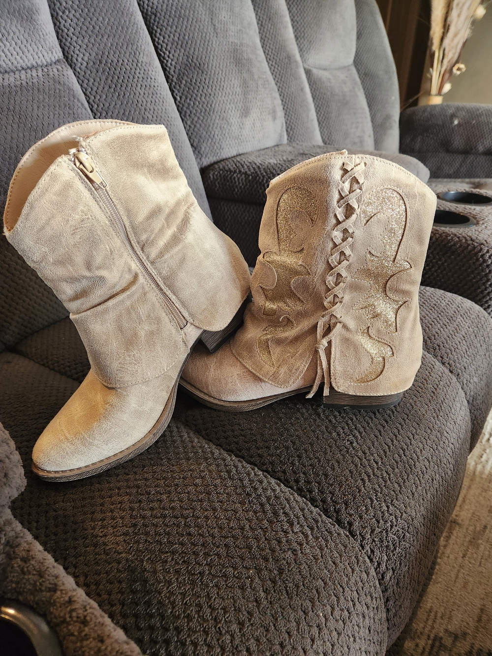 Women’s Taupe Suede Western Ankle Boots